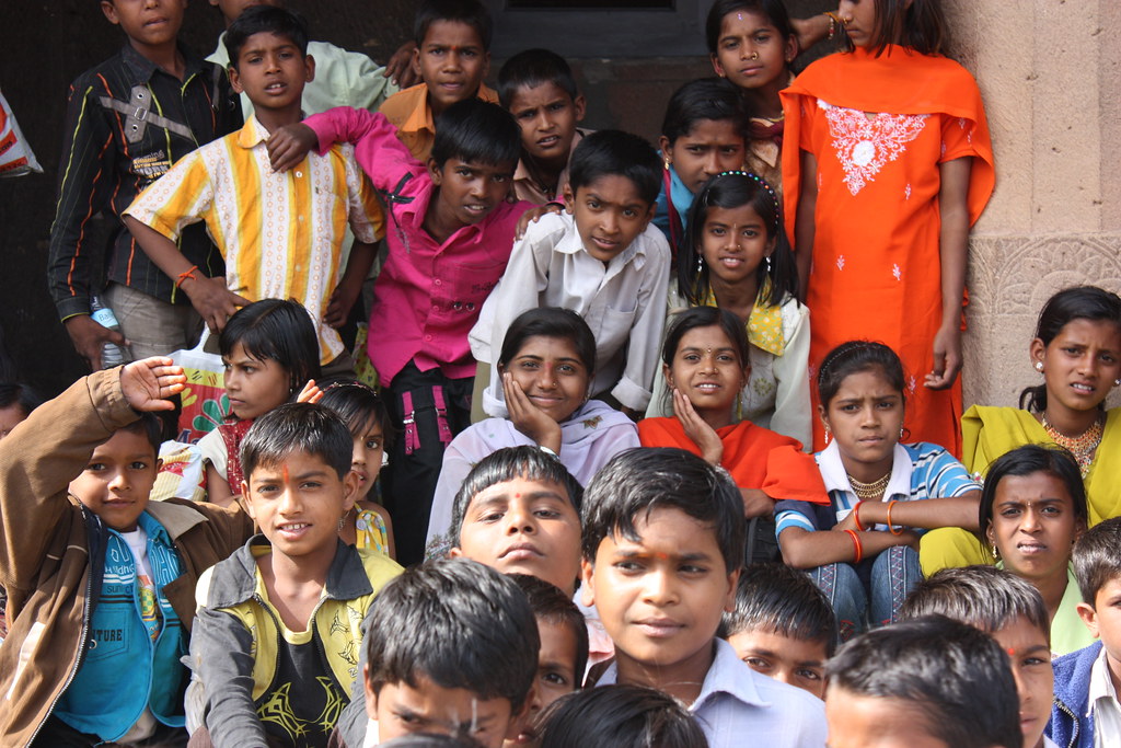 A group of school students